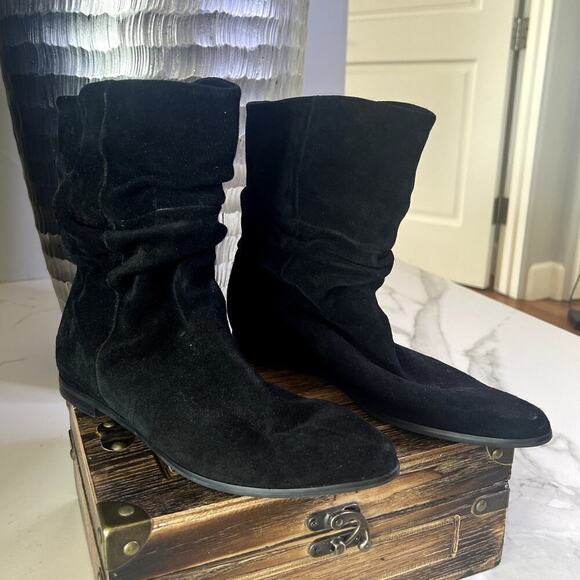 Silent D WINGLET Suede Flat Boots in Black - Picture 1 of 12